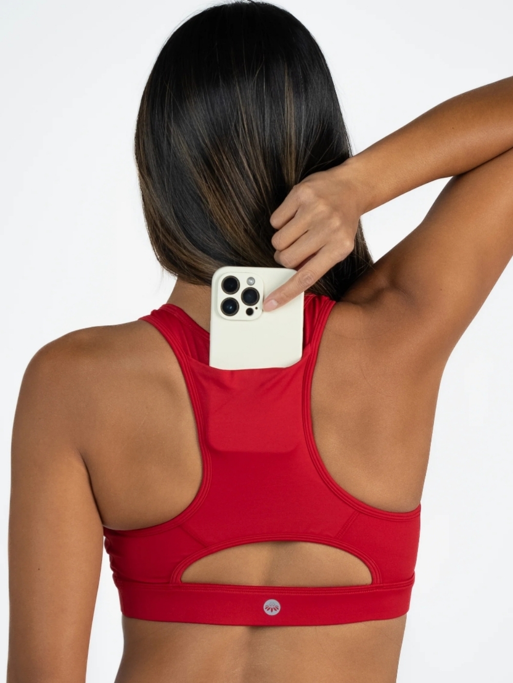 Senita Athletics Red and White Gingham Sports Bra